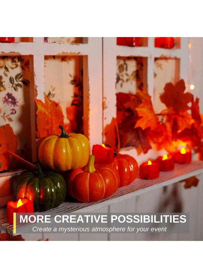 Homemory 48-Pack Halloween Red Dripping Flameless Tea Lights, Battery Operated Flickering LED Candles, Safe for Pumpkins, Party & Holiday Decor, 1.58" D x 1.2" H, Warm White Glow - Image 5