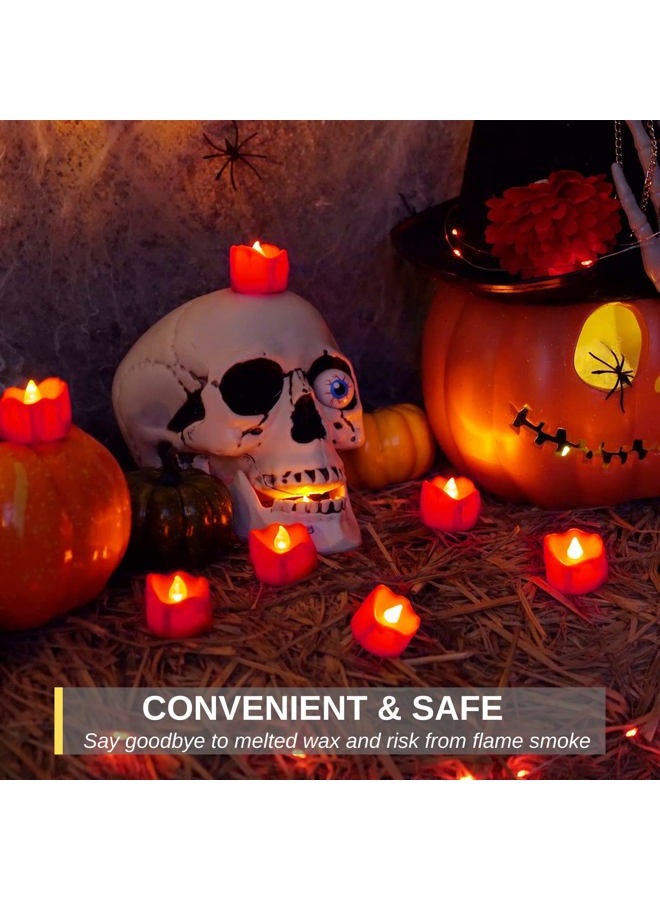 Homemory 48-Pack Halloween Red Dripping Flameless Tea Lights, Battery Operated Flickering LED Candles, Safe for Pumpkins, Party & Holiday Decor, 1.58" D x 1.2" H, Warm White Glow - Image 4