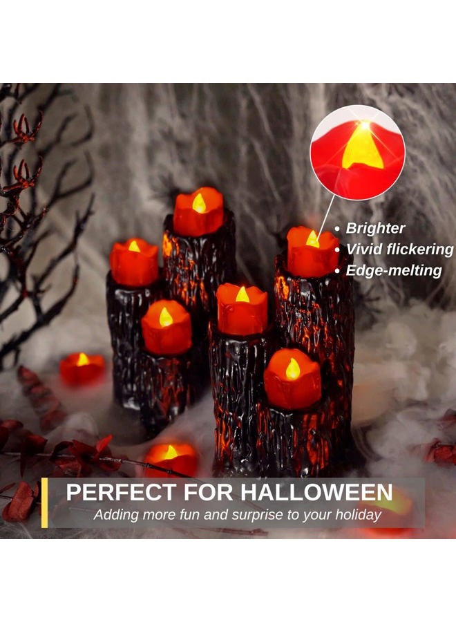 Homemory 48-Pack Halloween Red Dripping Flameless Tea Lights, Battery Operated Flickering LED Candles, Safe for Pumpkins, Party & Holiday Decor, 1.58" D x 1.2" H, Warm White Glow - Image 3