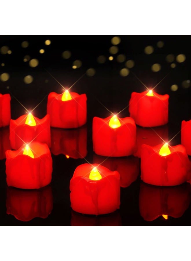 Homemory 48-Pack Halloween Red Dripping Flameless Tea Lights, Battery Operated Flickering LED Candles, Safe for Pumpkins, Party & Holiday Decor, 1.58" D x 1.2" H, Warm White Glow - Image 1
