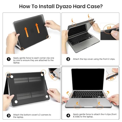 Dyazo Hard Shell Case Compatible for MacBook Air 13.6 inch Case 2026 2025 2024 2022 Release M5 A3449 | M4 A3240 | M3 A3113 | M2 A2681 | Slim Laptop Protective Plastic Cover Case (Transparent Black) - Image 3