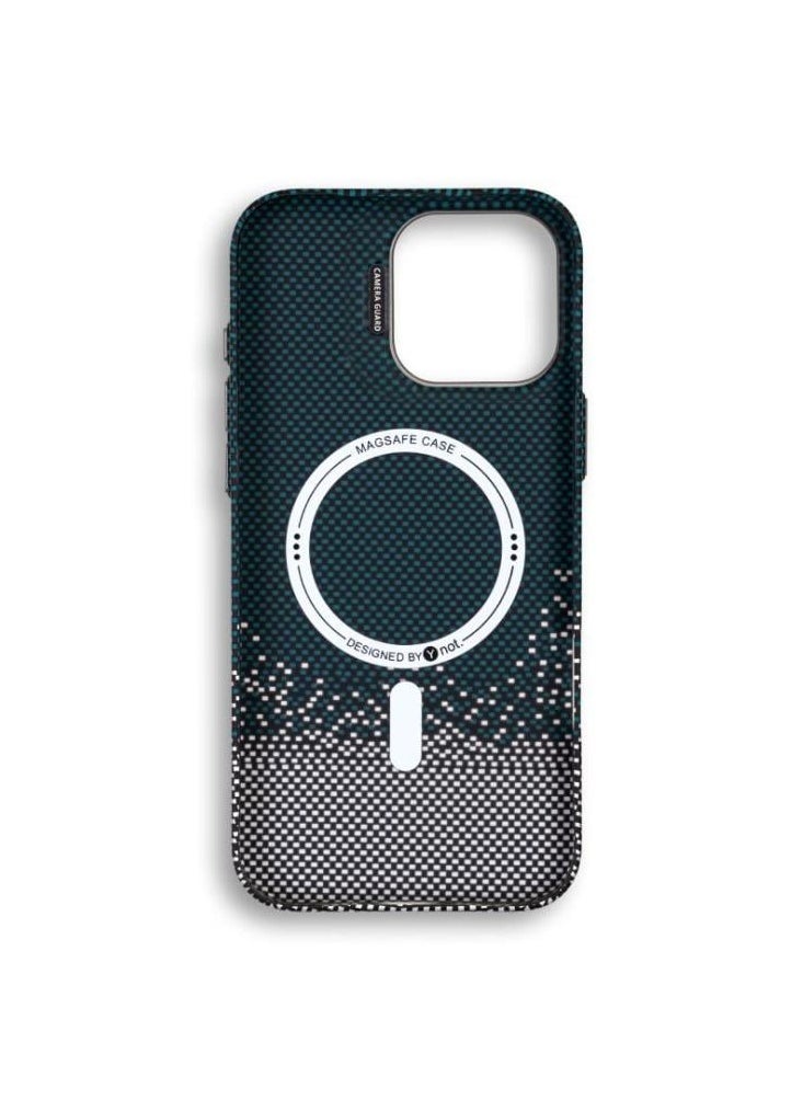 YNOT - MagSafe carbon fiber protection case with camera stand for iPhone 16 Pro Max - Green dotted with white - Image 1