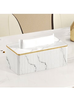 Large Leather Tissue Box with Custom Logo White Marble Italian Large