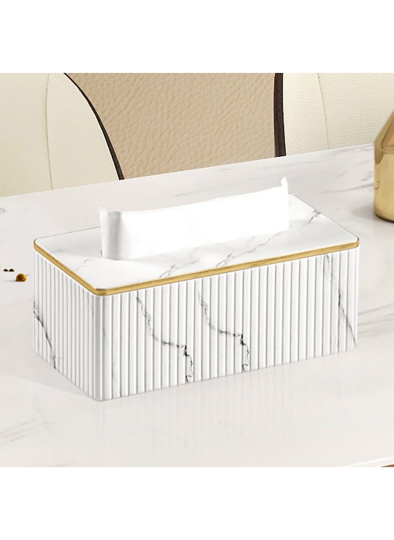 Generic - Large Leather Tissue Box with Custom Logo White Marble Italian Large - Image 1