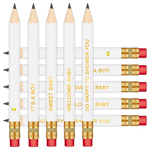 Vusnud 50Pcs Baby Shower Sharpened Half Pencils with Erasers Presharpened Pencils for Baby Shower Games 4 Inches - Image 1