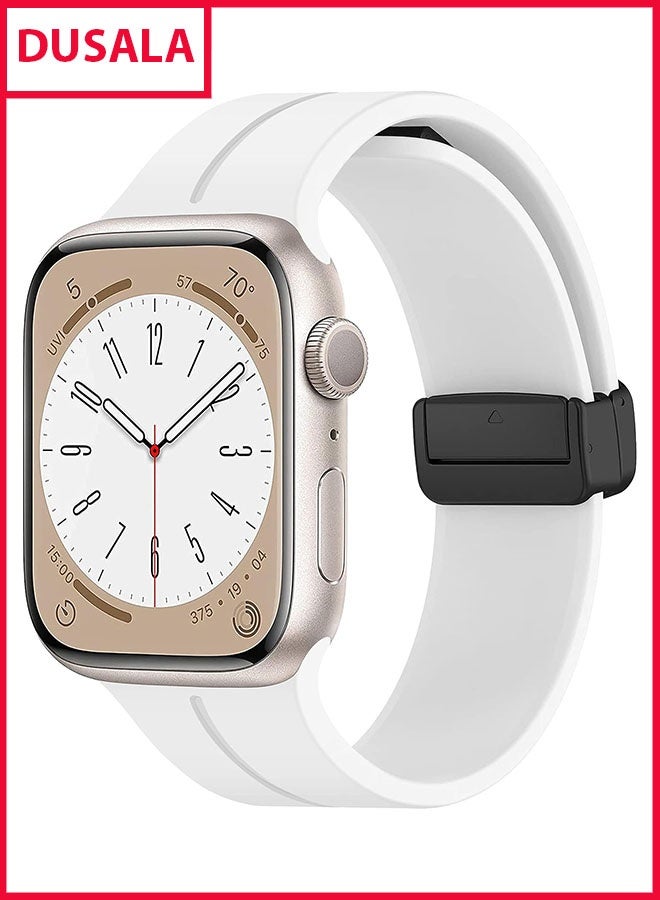 DUSALA Magnetic Silicone Watch Band 42mm/44mm Quick Release Strap for Men & Women Soft Skin Friendly Sport Replacement Band for Smartwatch & Analog Watches Durable, Waterproof, Magnetic Folding Clasp for All-Day Comfort - Image 1