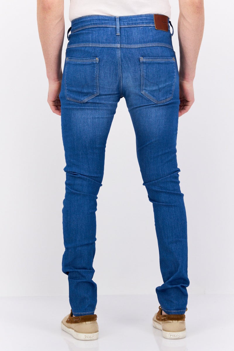Pepe Jeans Men Regular Waist Slim Fit Washed Stretchable Jeans, Light Blue - Image 3