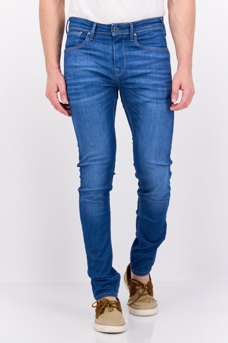 Pepe Jeans Men Regular Waist Slim Fit Washed Stretchable Jeans, Light Blue - Image 1