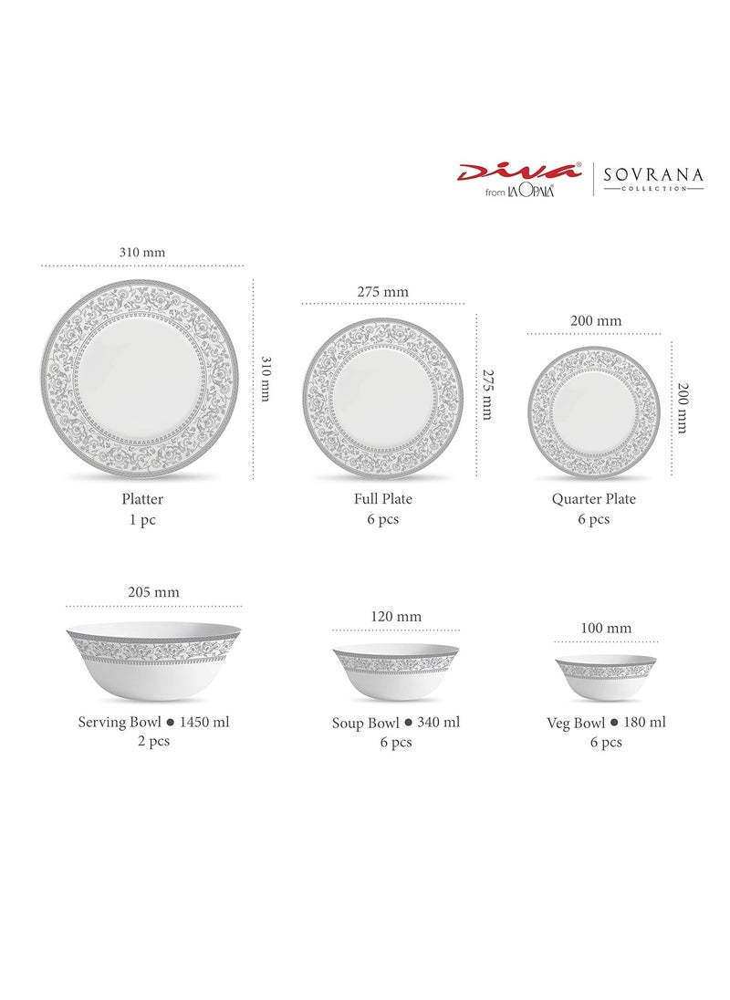 Laopala Diva Sovrana Persian Silver 26 Pcs Dinner Sets Plates Microwave Safe & Dishwasher Safe Minimalist Style Lightweight Utensil Set-Reusable  - Image 3
