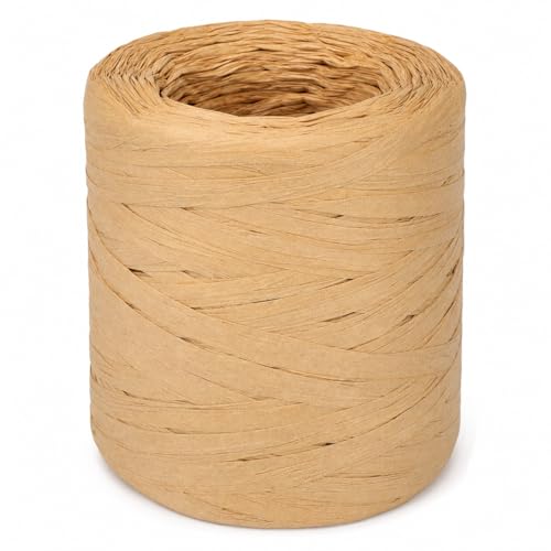 G2PLUS 218 Yards Raffia Paper Craft Ribbon 14 Inch Wide Brown Raffia Packing Twine String for Gift Wrapping DIY ArtsCrafts Crochet Supplies Christmas Holiday Decoration - Image 1