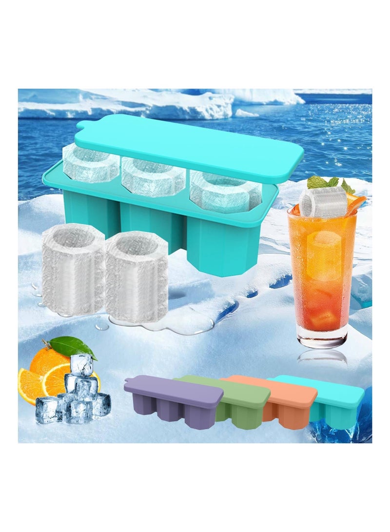 Captaintech Ice Cube Tray for Stanley Cup, Silicone Ice Cube Mold with Spill-Resistant Lid, 3 Hollow Cylinder Ice Cube Molds for 20-40 oz Tumblers, BPA Free, Ice Cube Trays for Freezer Drinks Whiskey, Green - Image 3
