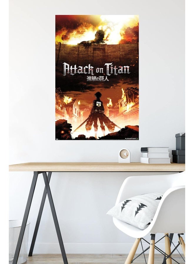 Trends International Trends International Attack on Titan  Fire Wall Poster 22375 x 34 Unframed Version  - Image 4