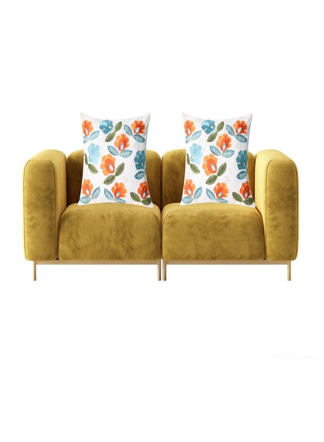 Pilmandu Set of 2 Embroidered Decorative Throw Pillow Covers Couch Square Pillowcases Cushion for Bedroom Sofa Farmhouse Decor 18x18 Inch (Flower) - Image 5