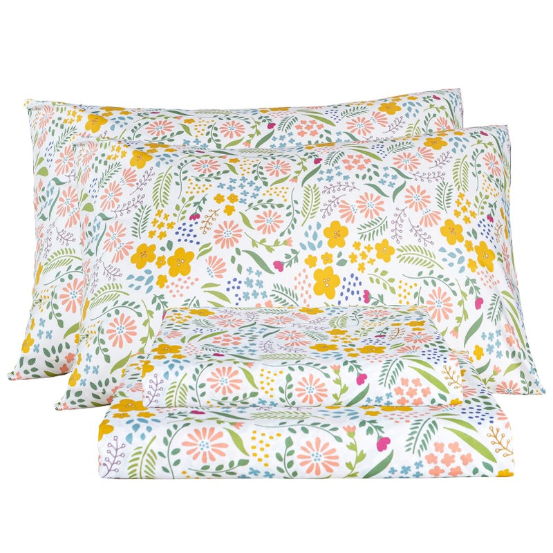 Bedlifes Queen Size Extra Deep Pocket Sheet Sets - Fits Mattresses Up to 18-24" Thick, 4-Piece Microfiber Set with 1800 Thread Count, Soft, Smooth, Breathable, Featuring Floral - Image 1