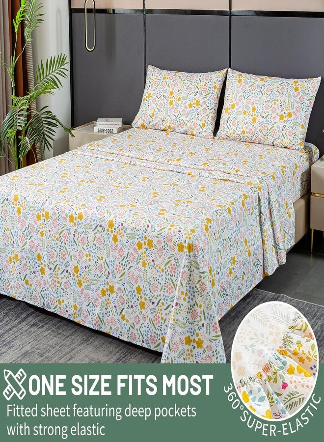 Bedlifes Queen Size Extra Deep Pocket Sheet Sets - Fits Mattresses Up to 18-24" Thick, 4-Piece Microfiber Set with 1800 Thread Count, Soft, Smooth, Breathable, Featuring Floral - Image 4