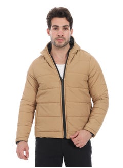 Andora Plain Zipped Hooded Jacket _Camel  - Image 1
