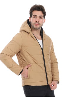 Andora Plain Zipped Hooded Jacket _Camel  - Image 2