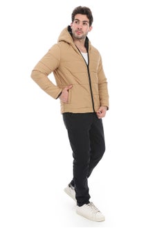 Andora Plain Zipped Hooded Jacket _Camel  - Image 5