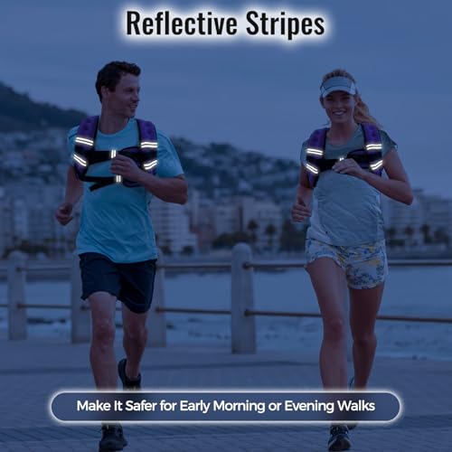 Zeerun Weighted Vest for Women & Men with Reflective Stripe and Adjustable Buckle, Comfortable & Durable Rucking Vest for Walking, Running & Strength Training, 12LBS-Purple - Image 5