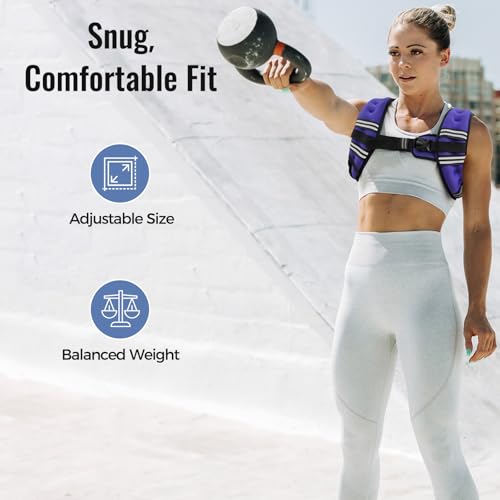 Zeerun Weighted Vest for Women & Men with Reflective Stripe and Adjustable Buckle, Comfortable & Durable Rucking Vest for Walking, Running & Strength Training, 12LBS-Purple - Image 3