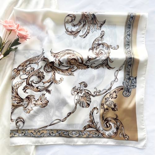 Julunar Silk Like Head Scarf for Women - Satin Large Hair Scarves - 35" Square Silk Hair Wrap for Sleeping with Gift Packed - Image 3