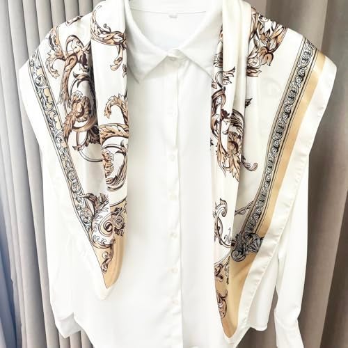 Julunar Silk Like Head Scarf for Women - Satin Large Hair Scarves - 35" Square Silk Hair Wrap for Sleeping with Gift Packed - Image 4