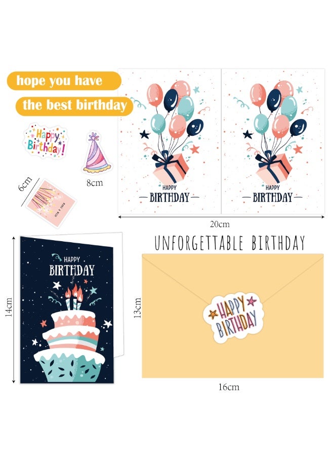50 Happy Birthday Cards with 10 Envelopes & 27 Stickers, Blank Happy Birthday Cards Assortment in Bulk for Family, Kids, Friends, Work & Office Celebrations (B) - Image 2