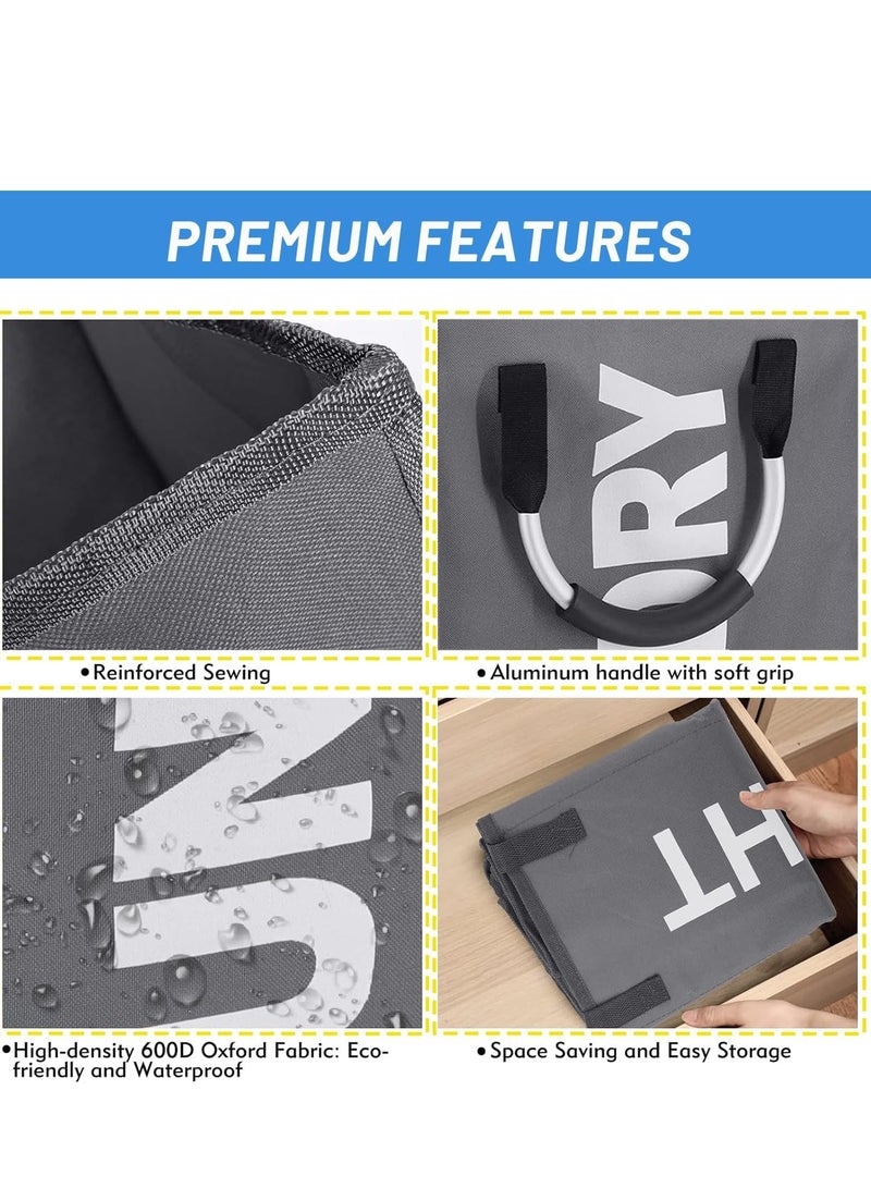 Raxoom Large Laundry Basket, Large Hamper, Collapsible Laundry Bag, Freestanding Tall Clothes Hamper, Foldable Washing Bin, for Bedrooms Laundry Room, Bathroom - Image 5