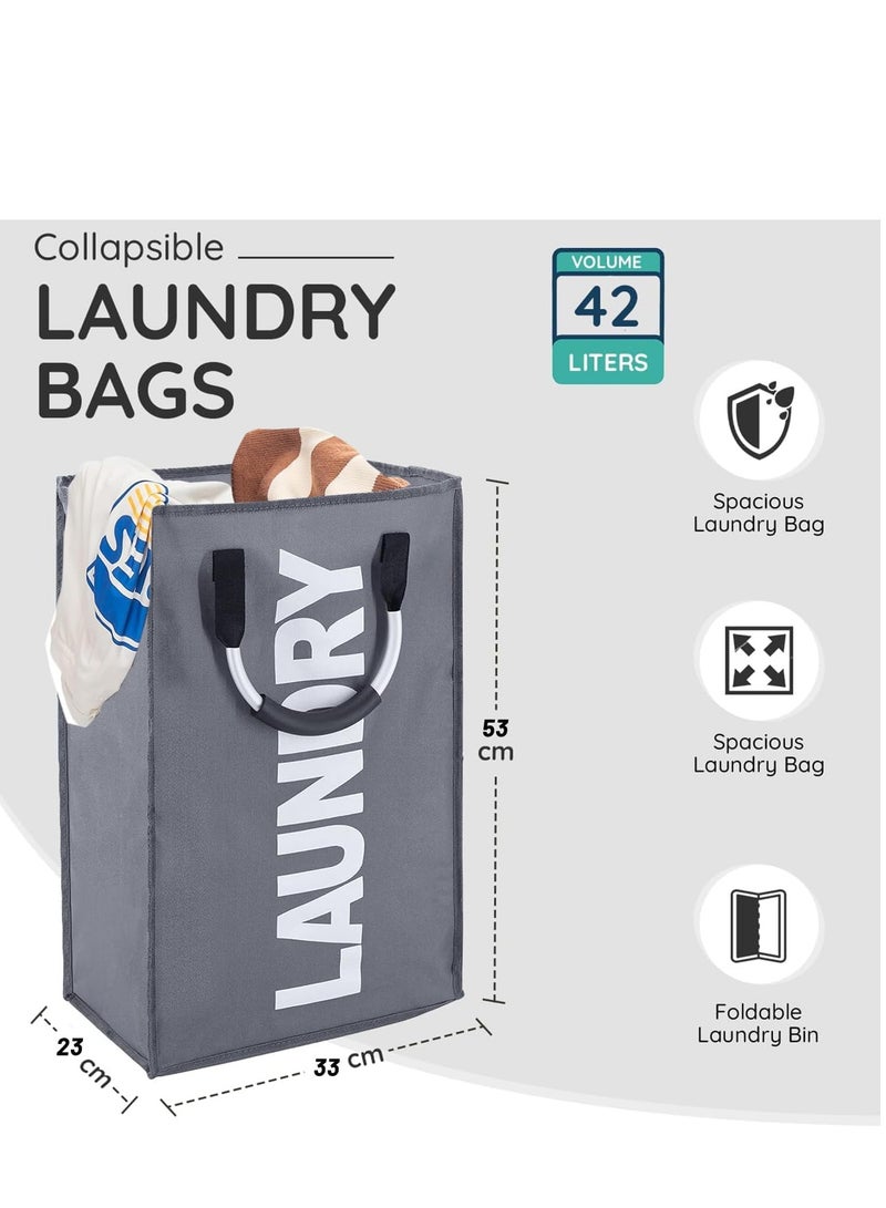 Raxoom Large Laundry Basket, Large Hamper, Collapsible Laundry Bag, Freestanding Tall Clothes Hamper, Foldable Washing Bin, for Bedrooms Laundry Room, Bathroom - Image 3