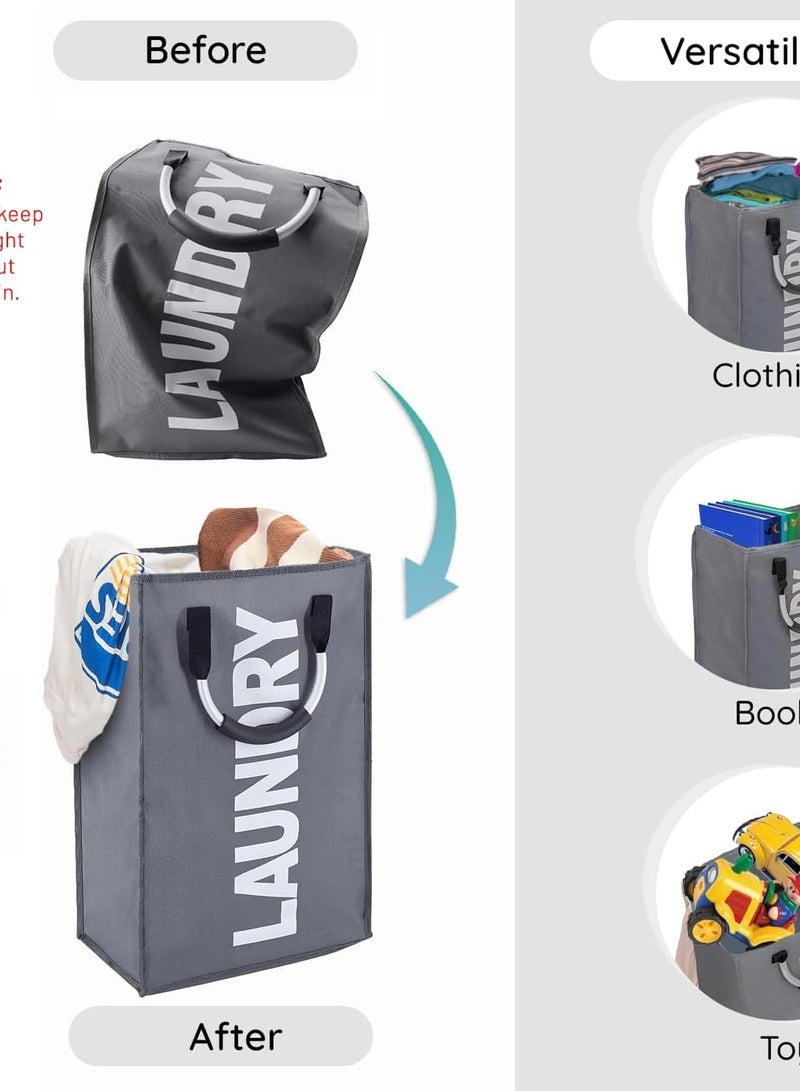 Raxoom Large Laundry Basket, Large Hamper, Collapsible Laundry Bag, Freestanding Tall Clothes Hamper, Foldable Washing Bin, for Bedrooms Laundry Room, Bathroom - Image 4