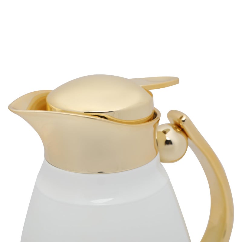 Soleter Vacuum Flask 0.7 Liter Pearl White & Gold – Insulated Thermal Flask with Wide Mouth, Leak-Proof Cap & Push Button Opening - Image 4
