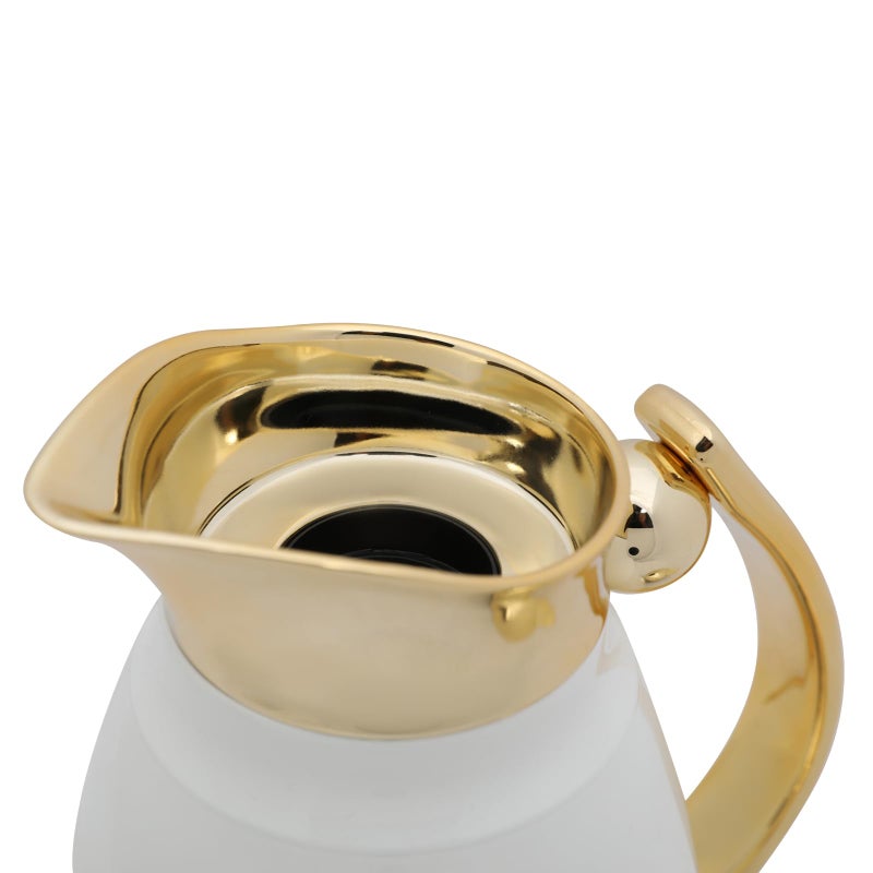 Soleter Vacuum Flask 0.7 Liter Pearl White & Gold – Insulated Thermal Flask with Wide Mouth, Leak-Proof Cap & Push Button Opening - Image 5
