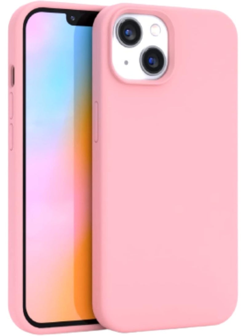 جراب متوافق مع iPhone 13/14 مقاس 6.1 بوصة، جراب هاتف نحيف من السيليكون السائل بثلاث طبقات مغطى بالكامل بجل ناعم مطاطي وغطاء واقٍ مقاس 6.1 بوصة (وردي جميل)