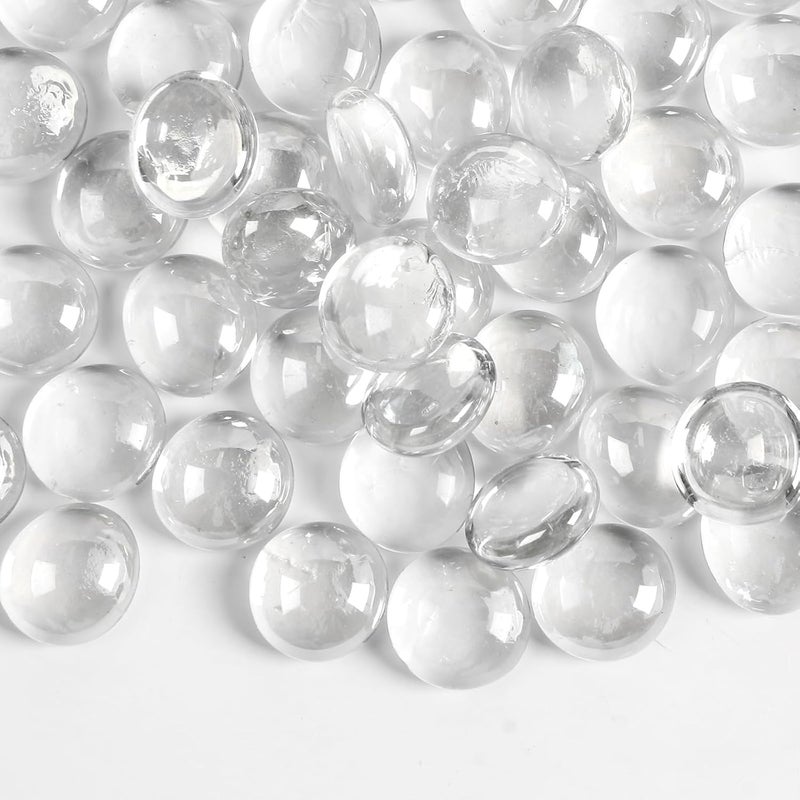 MBKHFLL Glass Marbles, Mini Flat Glass Beads~100 PCS for Vase Fillers, Floral Bottom Mancala Gems Pebbles Fish Tank Rocks for Table Aquarium,Home Decor Art Craft Supplies (Clear, 1 LB) - Image 1