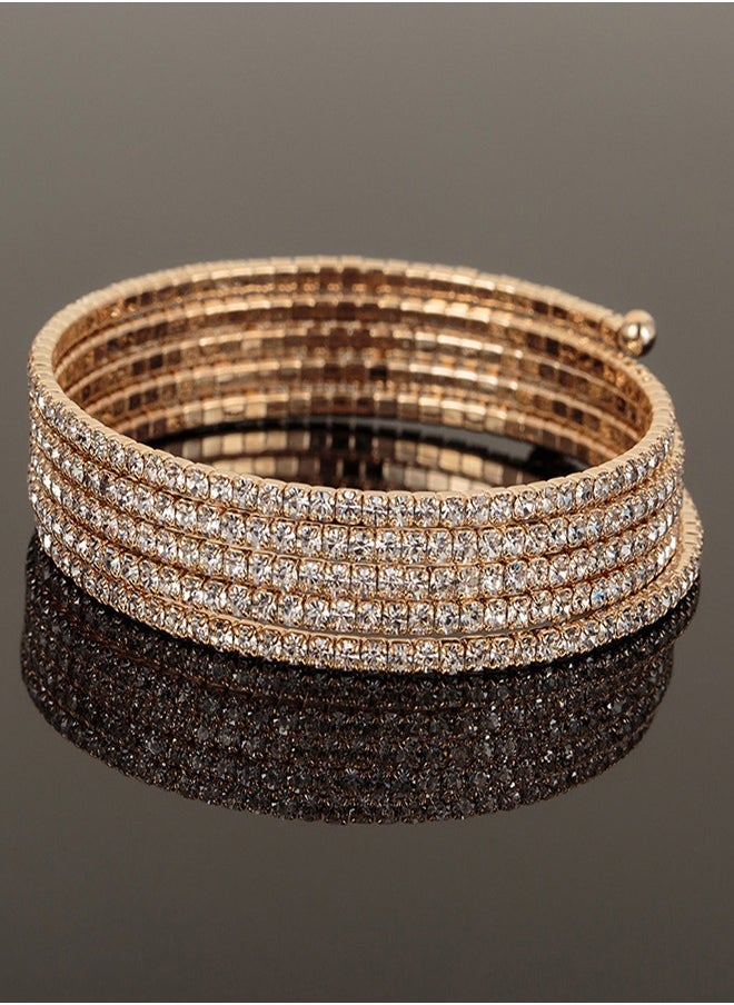 Generic - Women's Super Thin  Elastic With Clear Diamond & Stone Decoration, Shiny & Fashionable For Parties & Holidays GOLD - Image 1