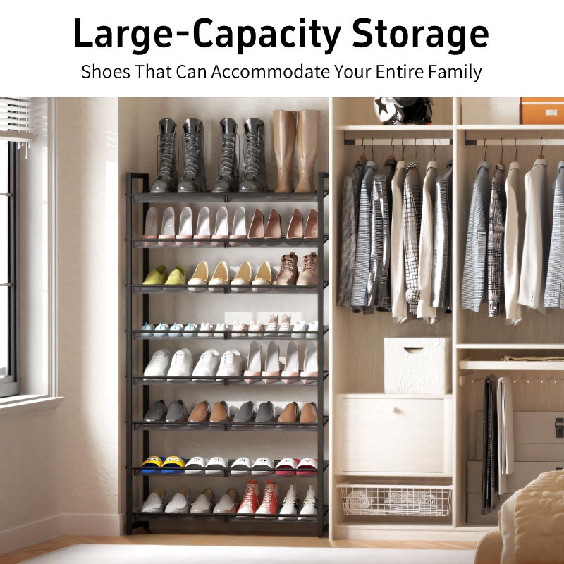 MILEFA Shoe Rack, 8-Tier Metal Shoe Organizer, Tall Shoe Rack for Closet,entryway,Garage, with Adjustable Flat or Angled Shelves, 32-40 Pairs,Shoes That can accommodate The Whole Family. - Image 3