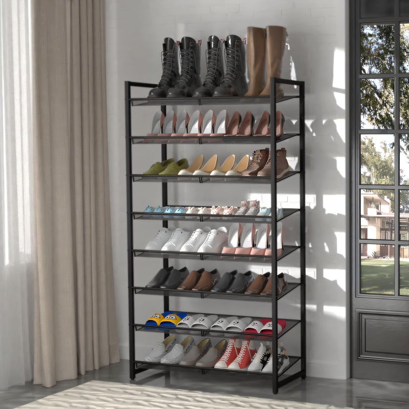 MILEFA Shoe Rack, 8-Tier Metal Shoe Organizer, Tall Shoe Rack for Closet,entryway,Garage, with Adjustable Flat or Angled Shelves, 32-40 Pairs,Shoes That can accommodate The Whole Family. - Image 2