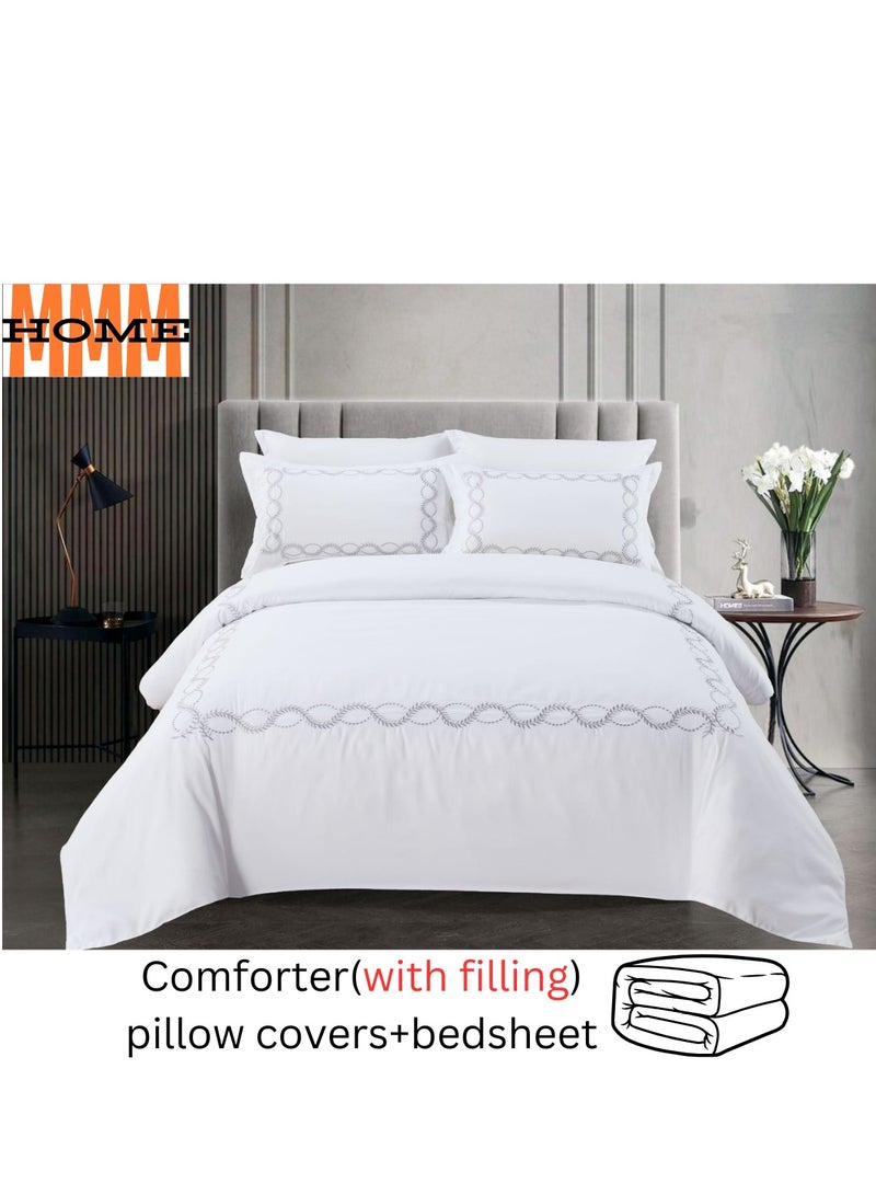 MMM HOME MMM HOME Embroidered 6pcs King size High Cotton Hotel Master Quality Microfiber Bedding Set Comforter/Bedsheet/Pillow covers set  - Image 2