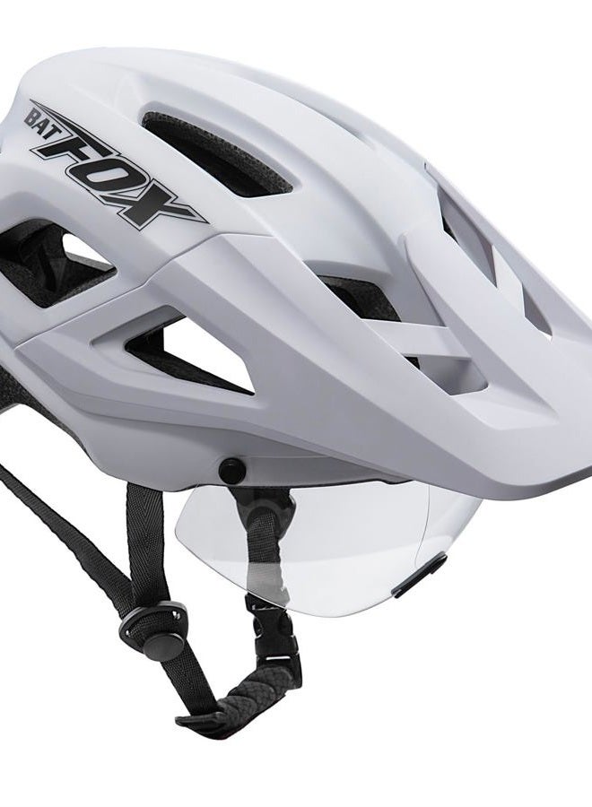 BATFOX Mountain Bike Helmet for Men Women,MTB Bicycle Cycling E-Bike Helmet for Adults Fit(52-60CM) (W/Goggles-White, L(56-60CM)) - Image 3