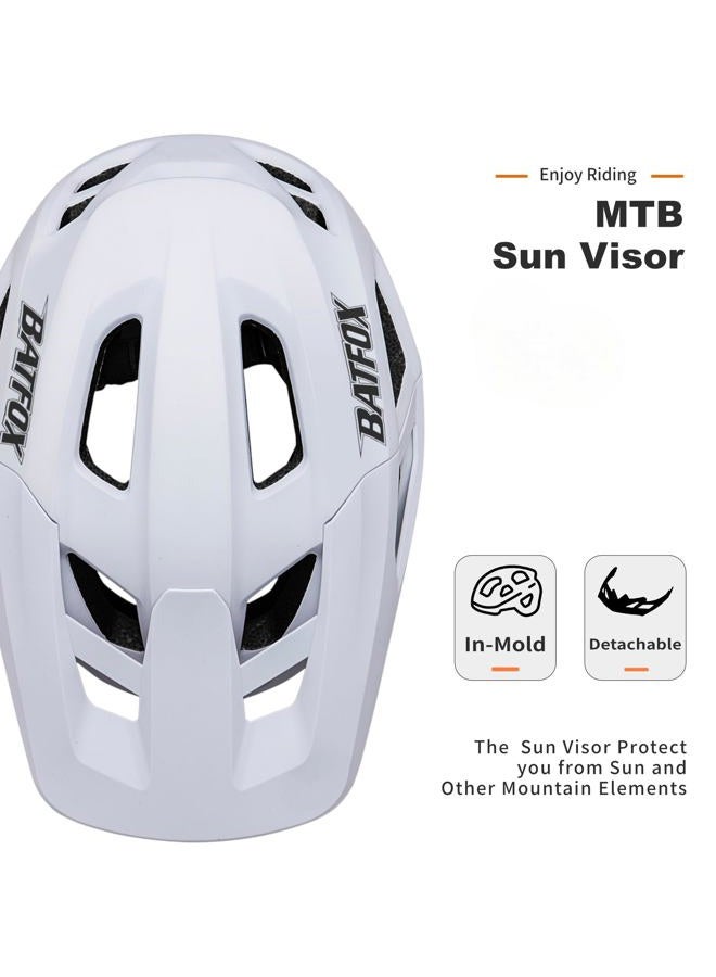 BATFOX Mountain Bike Helmet for Men Women,MTB Bicycle Cycling E-Bike Helmet for Adults Fit(52-60CM) (W/Goggles-White, L(56-60CM)) - Image 5