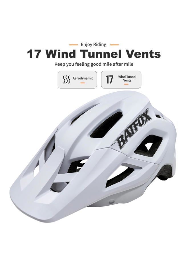 BATFOX Mountain Bike Helmet for Men Women,MTB Bicycle Cycling E-Bike Helmet for Adults Fit(52-60CM) (W/Goggles-White, L(56-60CM)) - Image 4