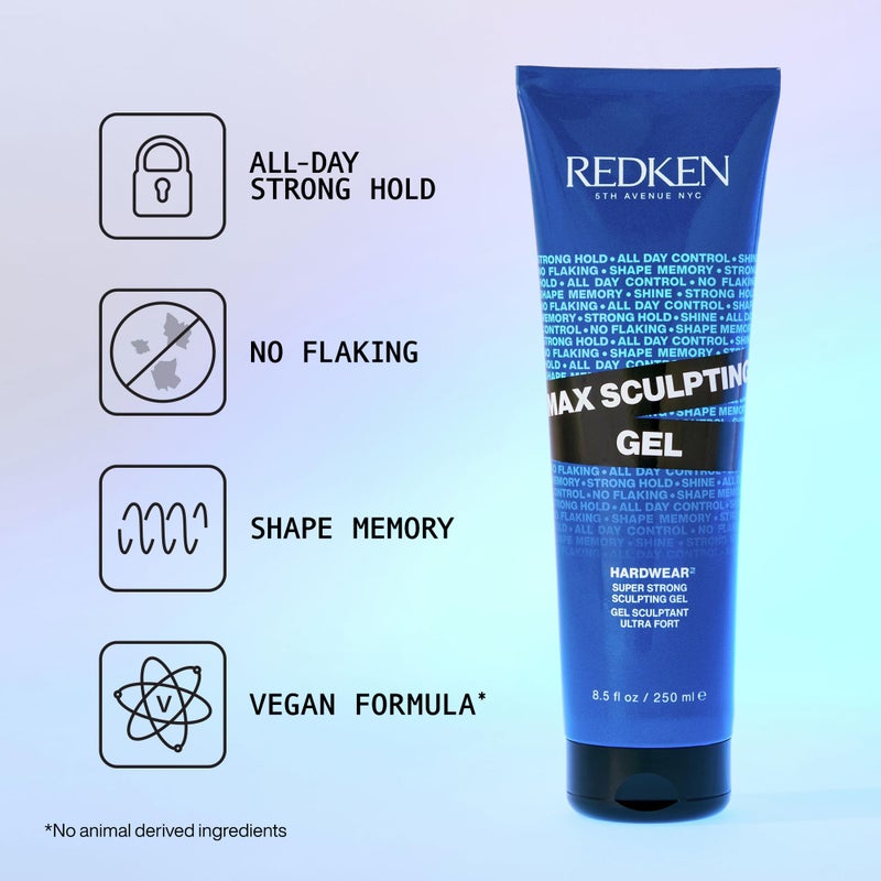 Redken Max Sculpting Gel For All Hair Types - Provides Body & High Shine Finish With Long-Lasting Shape Memory, Flake-Free Control - Image 2