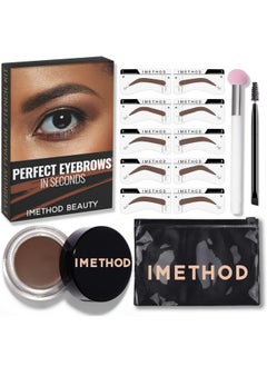 iMethod Eyebrow Stamp And Eyebrow Stencil Kit Eye Brow Stamping Kit, Brow Stamp Kit, Brow Stencil And Stamp Kit, Brow Trio Eyebrow Kit, Perfect Bushy Eyebrows, Light Brown  - Image 1