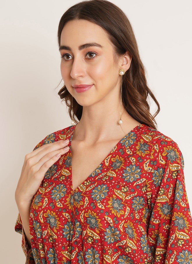 COTLAND FASHION بدلة كوتلاند فاشن بطبعات نقوش عرقية مع حزام خصر - Image 2