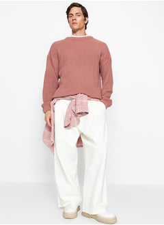 trendyol Dusty Rose Oversize Fit Wide Fit Crew Neck Basic Knitwear Sweater TMNAW23KZ00189  - Image 5