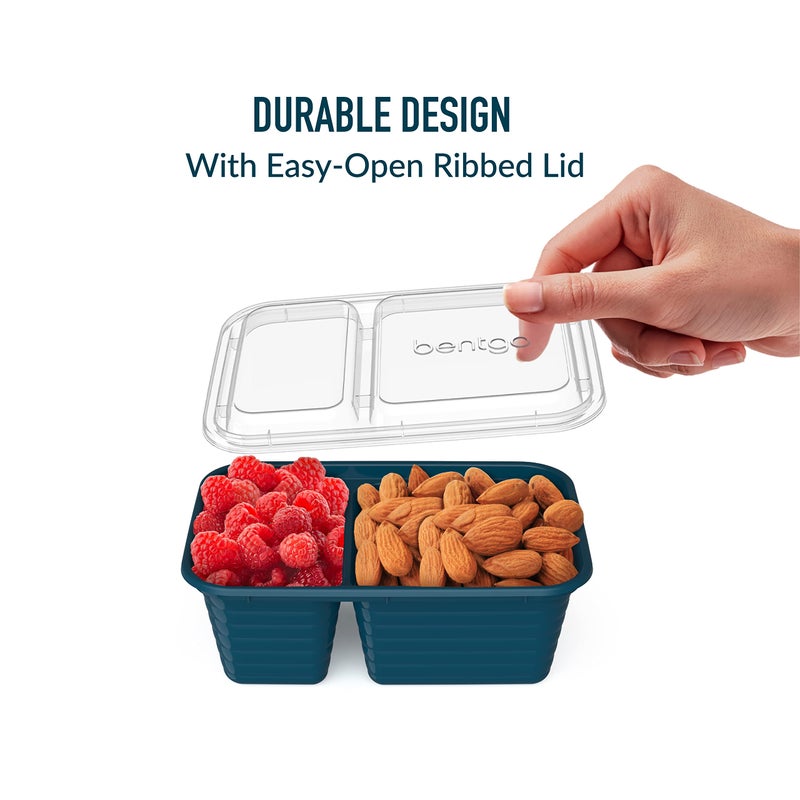 Bentgo Prep - 2-Compartment Snack Containers with Lids - Reusable, Microwaveable, Durable, PFAS & BPA-Free, Freezer and Dishwasher-Safe Meal Prep Food Storage - 10 Trays & 10 Lids (Deep Teal) - Image 5