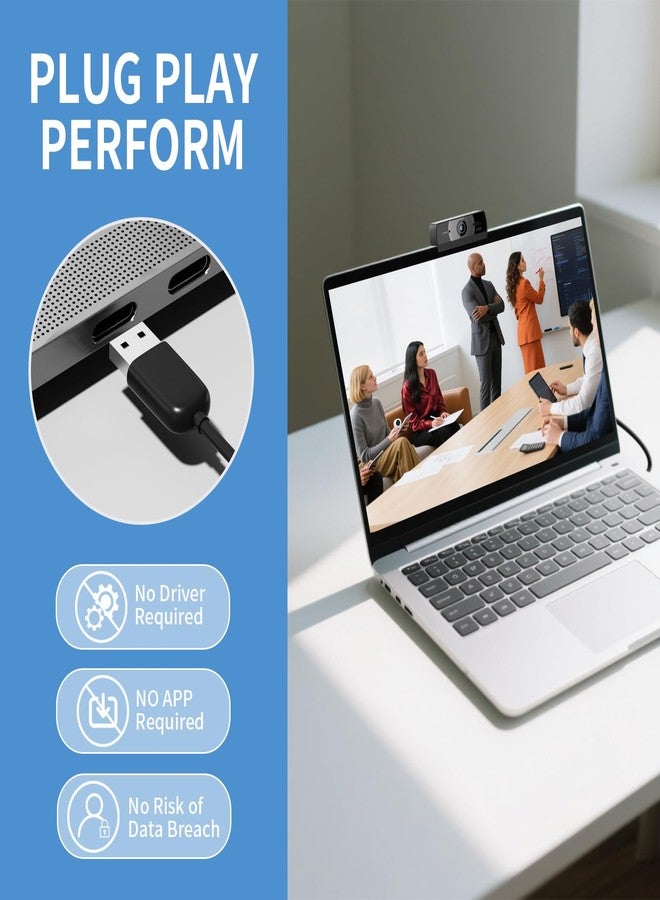 Diccik 4K Webcam,Webcams for PC, Noise Cancellation,Plug & Play USB Webcam for Laptop, Desktop, PC, Mac, Zoom, Skype, Streaming - Image 3