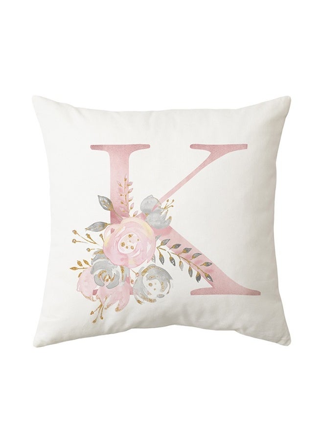 yongsheng Initial K Printed Cushion Cover 45x45cm,Pink Throw Pillow Covers Cute Alphabet Decorative Cushion Covers Square Letter Throw Protectors  - Image 1