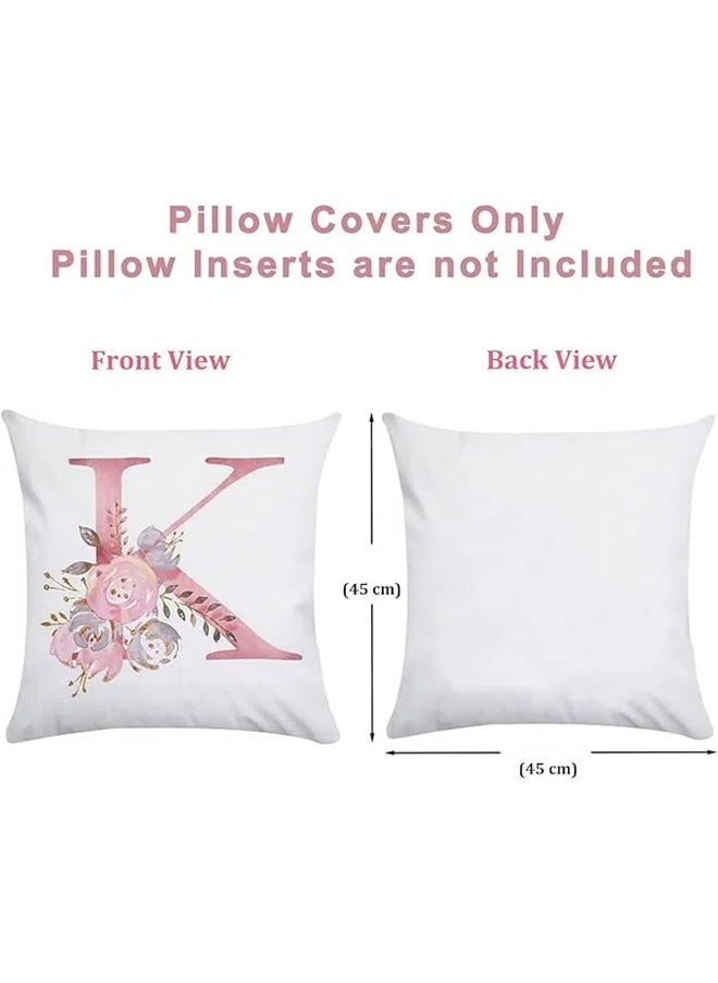 yongsheng Initial K Printed Cushion Cover 45x45cm,Pink Throw Pillow Covers Cute Alphabet Decorative Cushion Covers Square Letter Throw Protectors  - Image 3