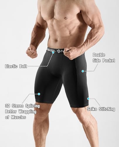 Niksa 4 Pack Compression Shorts Men with Pocket, Spandex Running Shorts Sport Athletic Workout Performance Underwear - Image 4